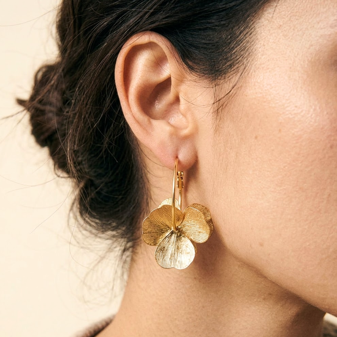 Amara | Layered Flower Vintage Style Hoop Earrings