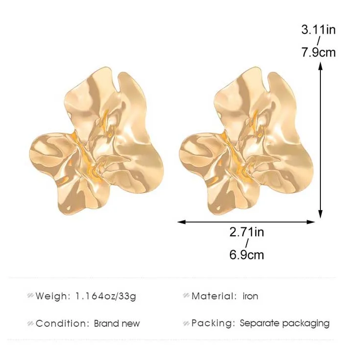 Ines | Sculptural Pleated Flower Stud Earrings