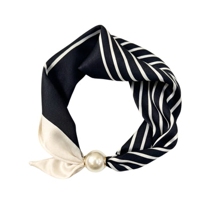Sloane | Pearl Clasp Satin Pattern Neck Scarf