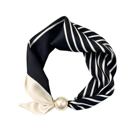 Sloane | Pearl Clasp Satin Pattern Neck Scarf