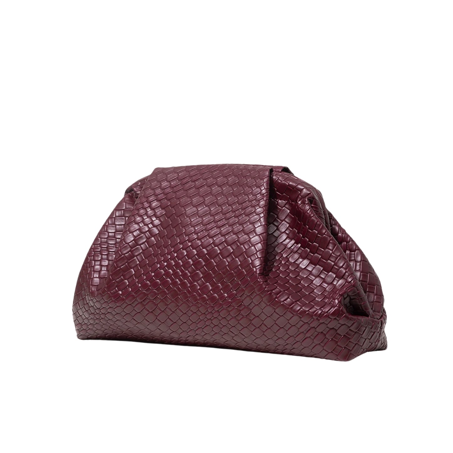 Odette | Woven PU Leather Clutch Bag in Burgundy