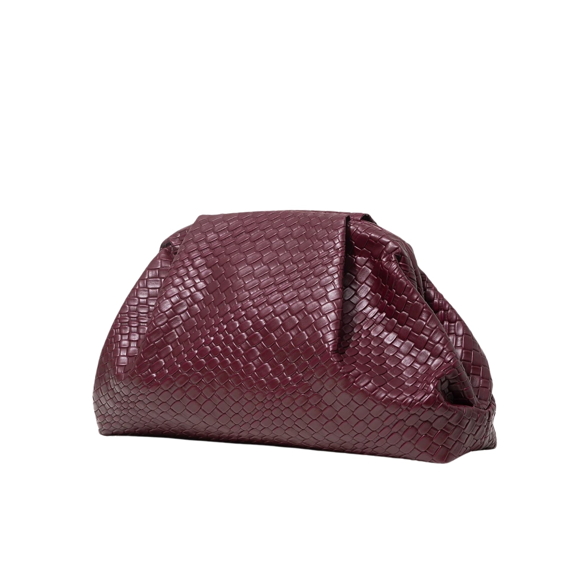 Odette | Woven PU Leather Clutch Bag in Burgundy