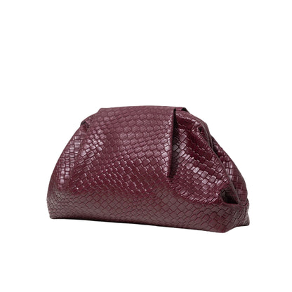 Odette | Woven PU Leather Clutch Bag in Burgundy