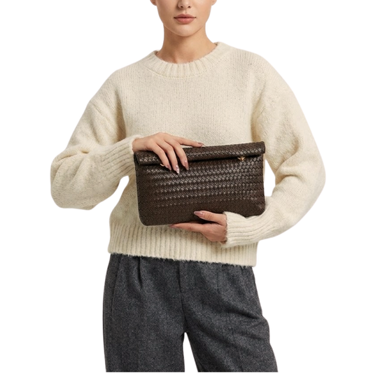 Clara | Braided Woven Envelope Clutch Bag