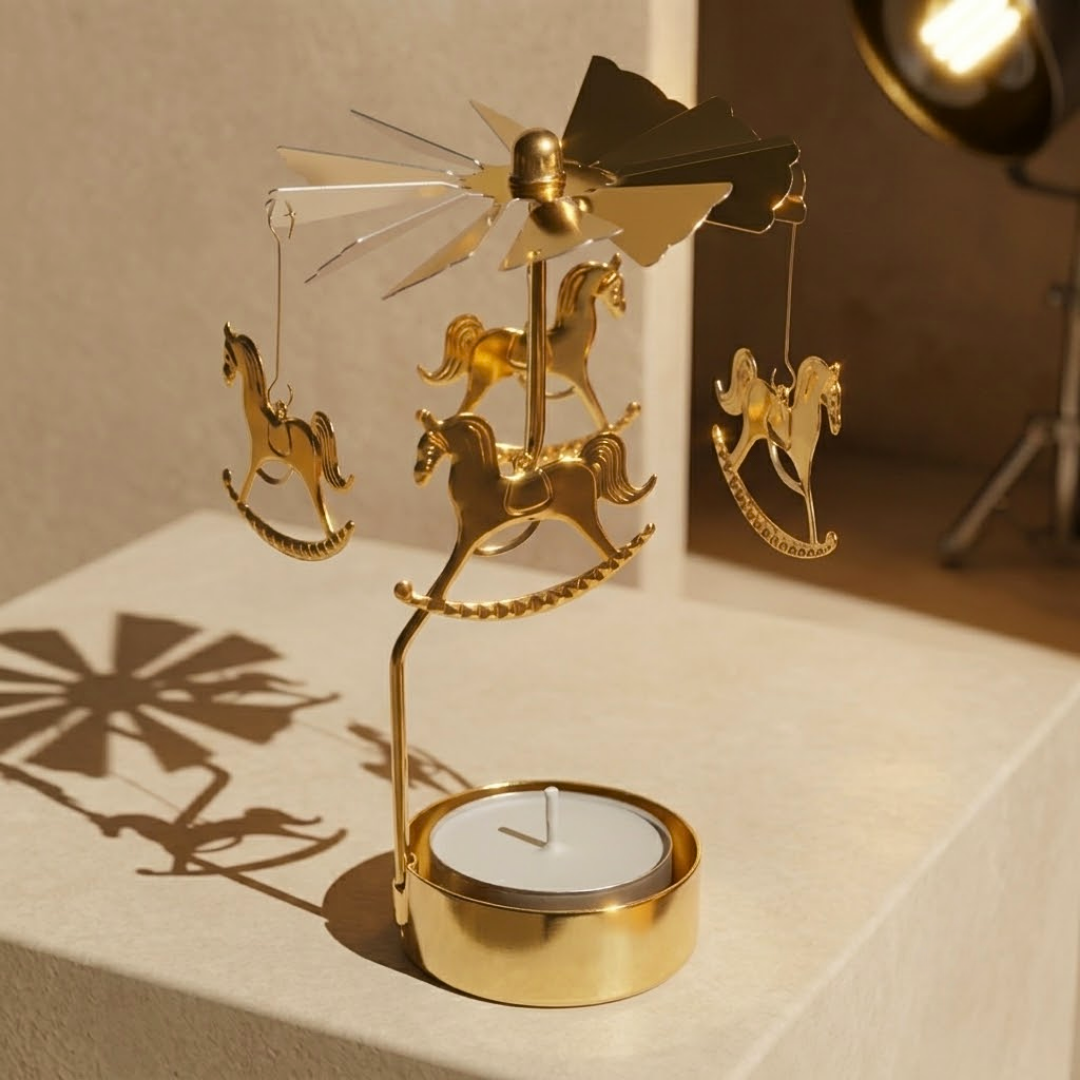 Eira | Spinning Gold Metal Rotating Tealight Candle Holder