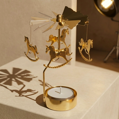 Eira | Spinning Gold Metal Rotating Tealight Candle Holder