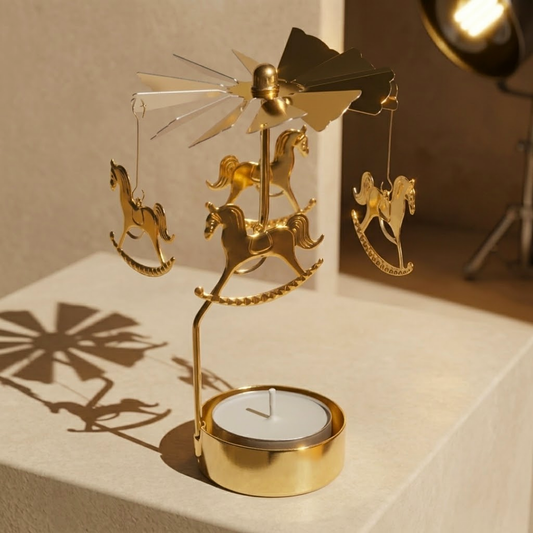 Eira | Spinning Gold Metal Rotating Tealight Candle Holder