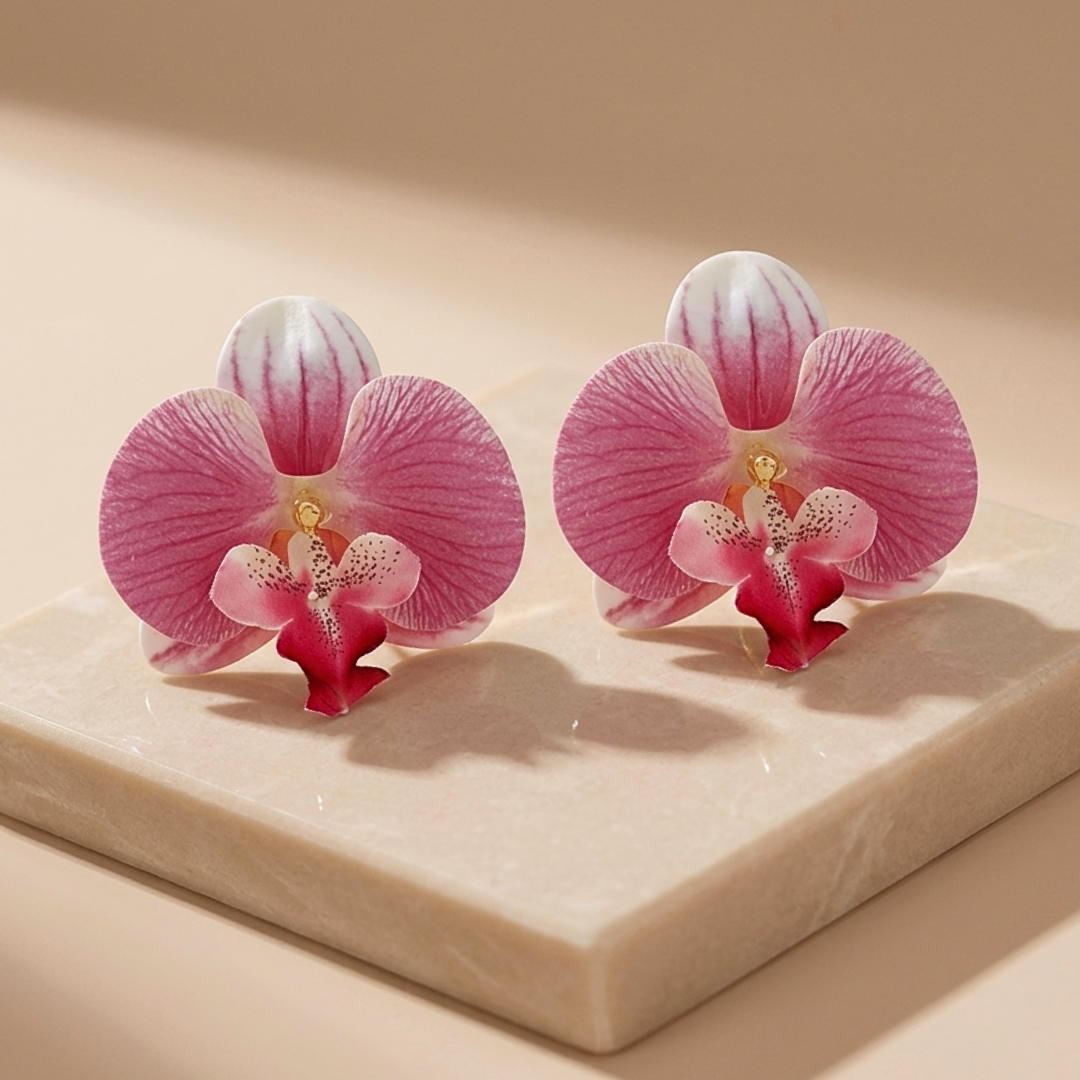 Orla | Orchid Resin Oversized Floral Earrings