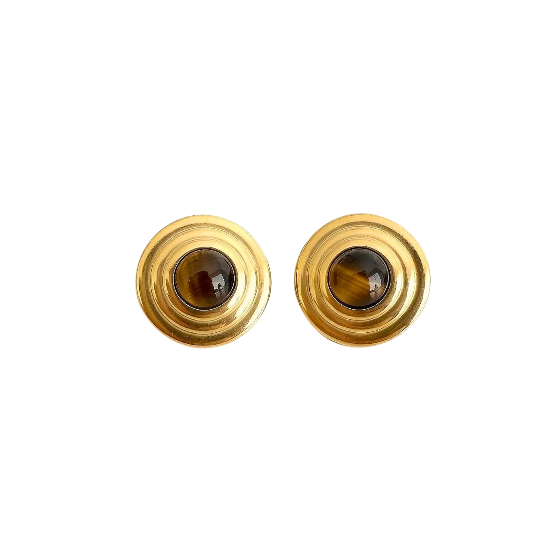 Sage | Tiger Eye Gold Hypoallergenic Stainless Steel Brown Stud Earrings