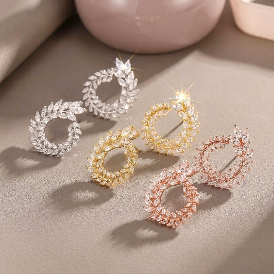 Lydia | Crystal Wreath Zirconia Stud Earrings