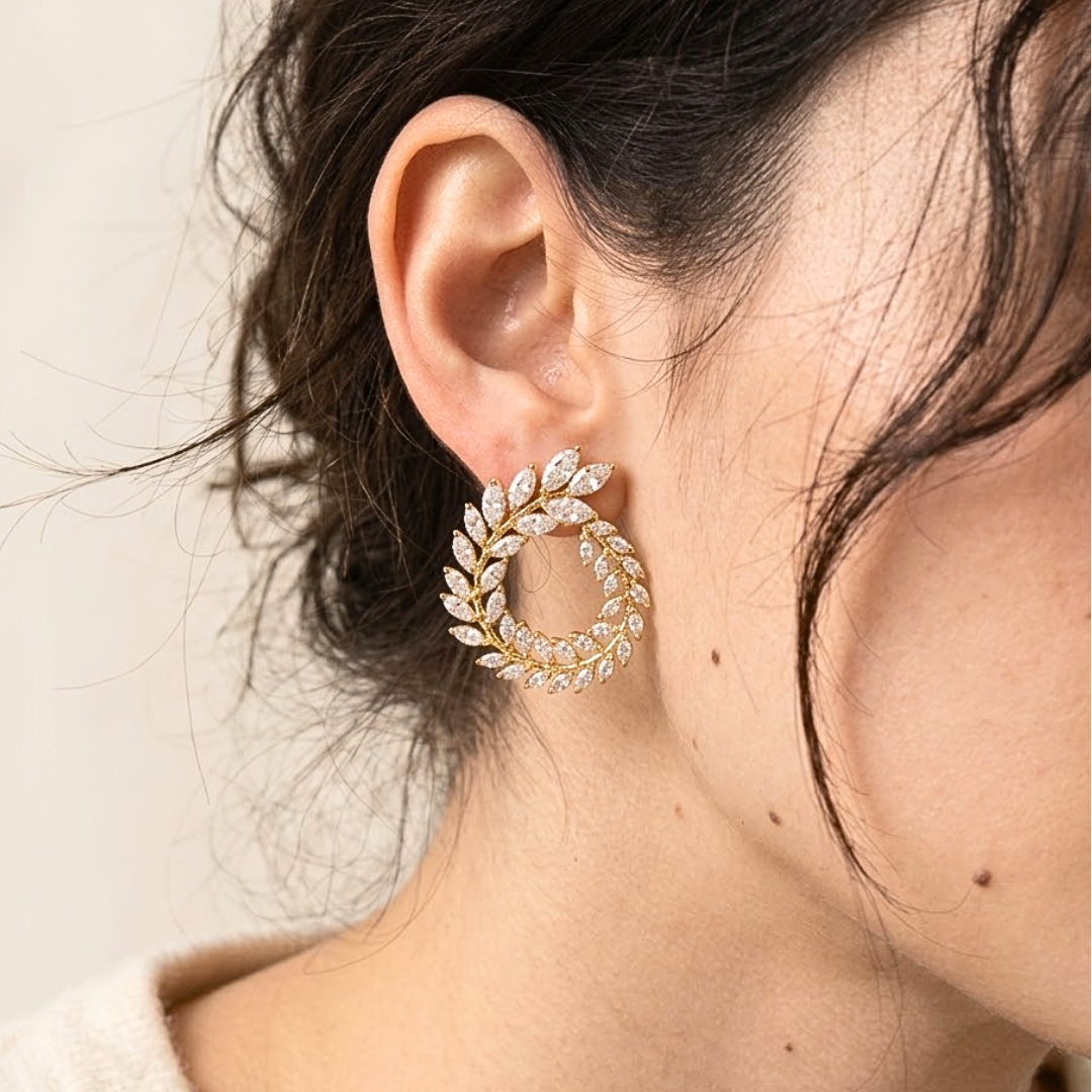 Lydia | Crystal Wreath Zirconia Stud Earrings