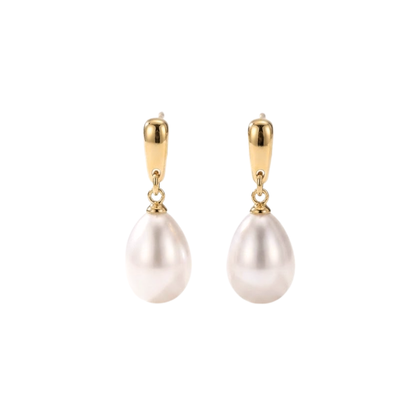 Anya | Teardrop Pearl Drop Earrings in Gold