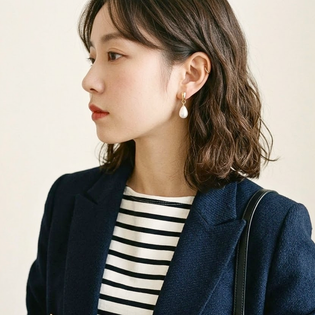 Anya | Teardrop Pearl Drop Earrings in Gold