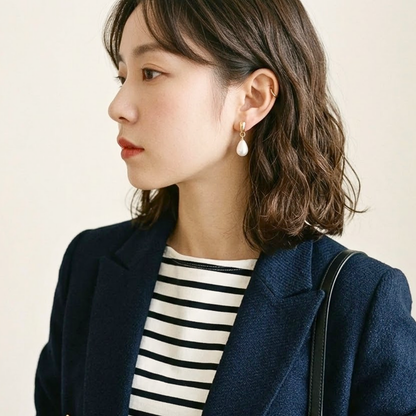 Anya | Teardrop Pearl Drop Earrings in Gold