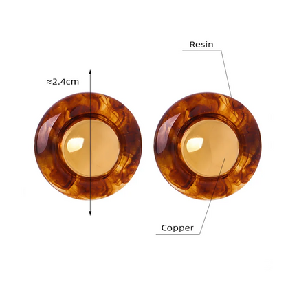 Simone | Tortoiseshell Resin Gold Dome Stud Earrings