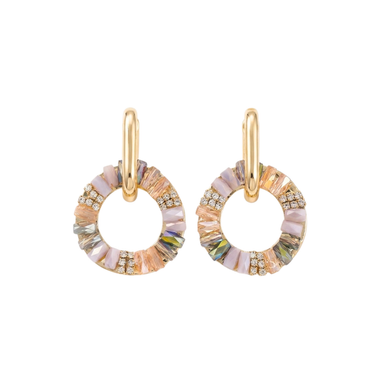 Calla | Iridescent Crystal Ring Drop Earrings in Gold