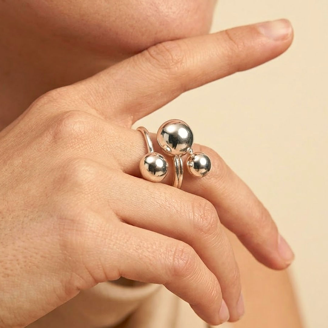Lune | Triple Ball Adjustable Stainless Steel Ring