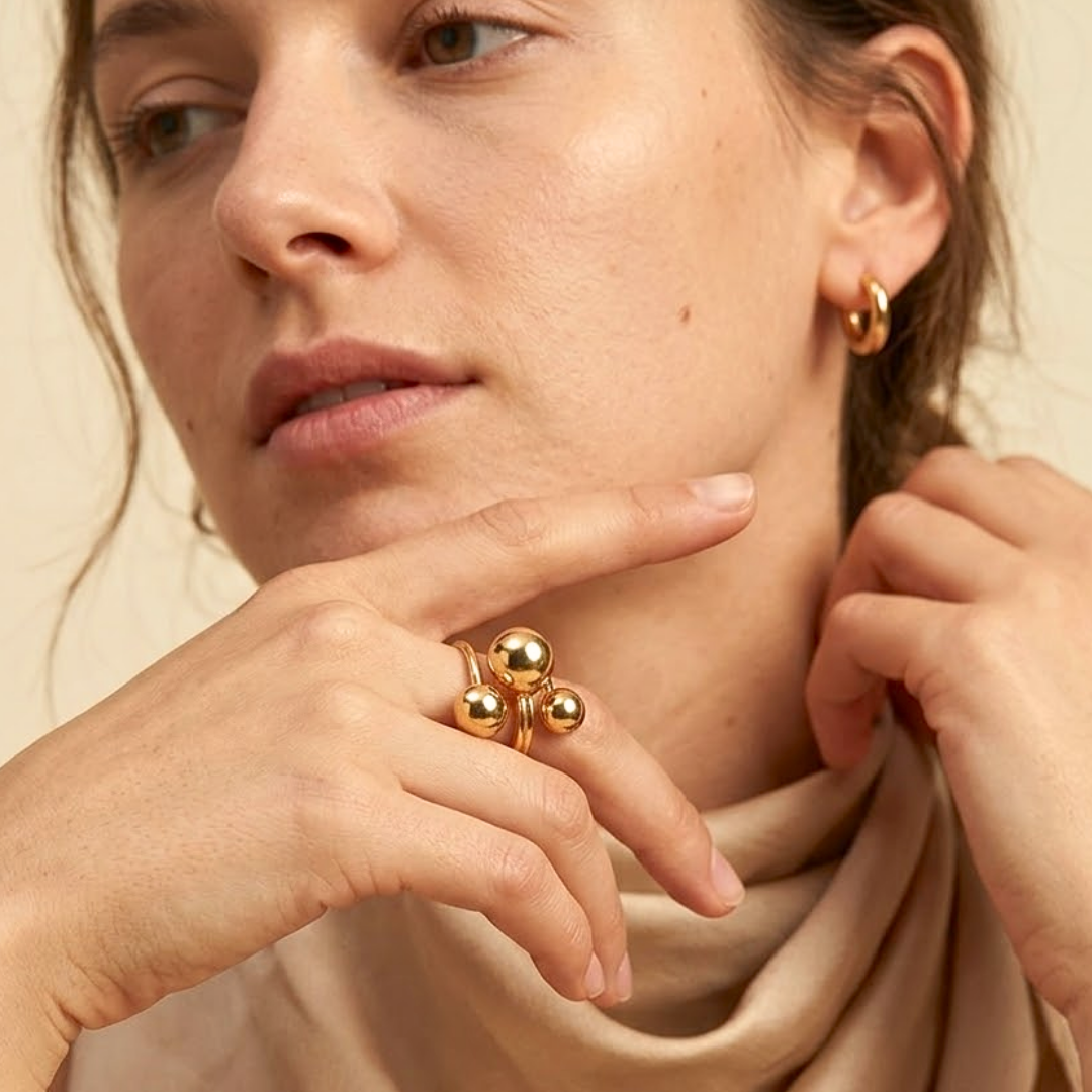 Lune | Triple Ball Adjustable Stainless Steel Ring