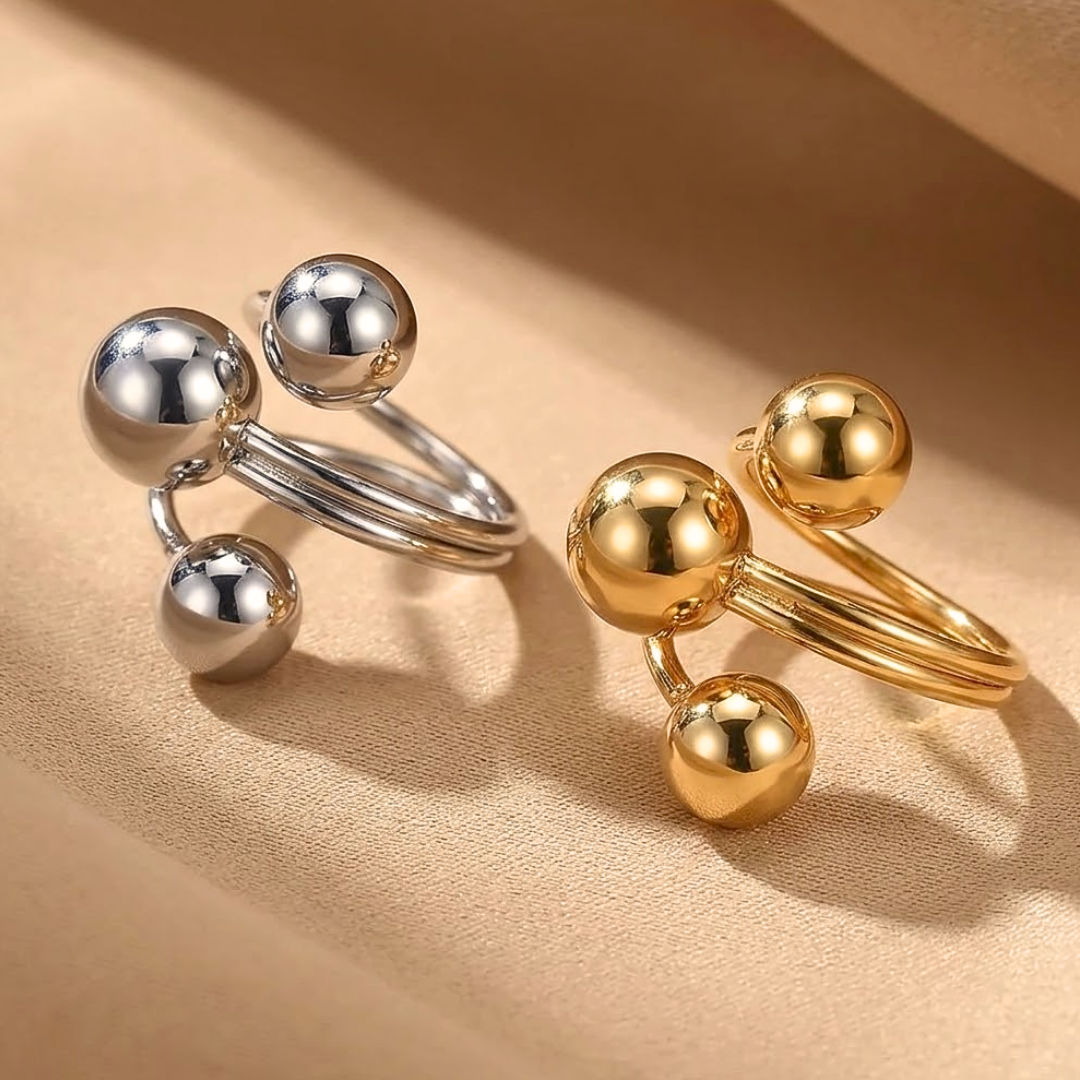 Lune | Triple Ball Adjustable Stainless Steel Ring