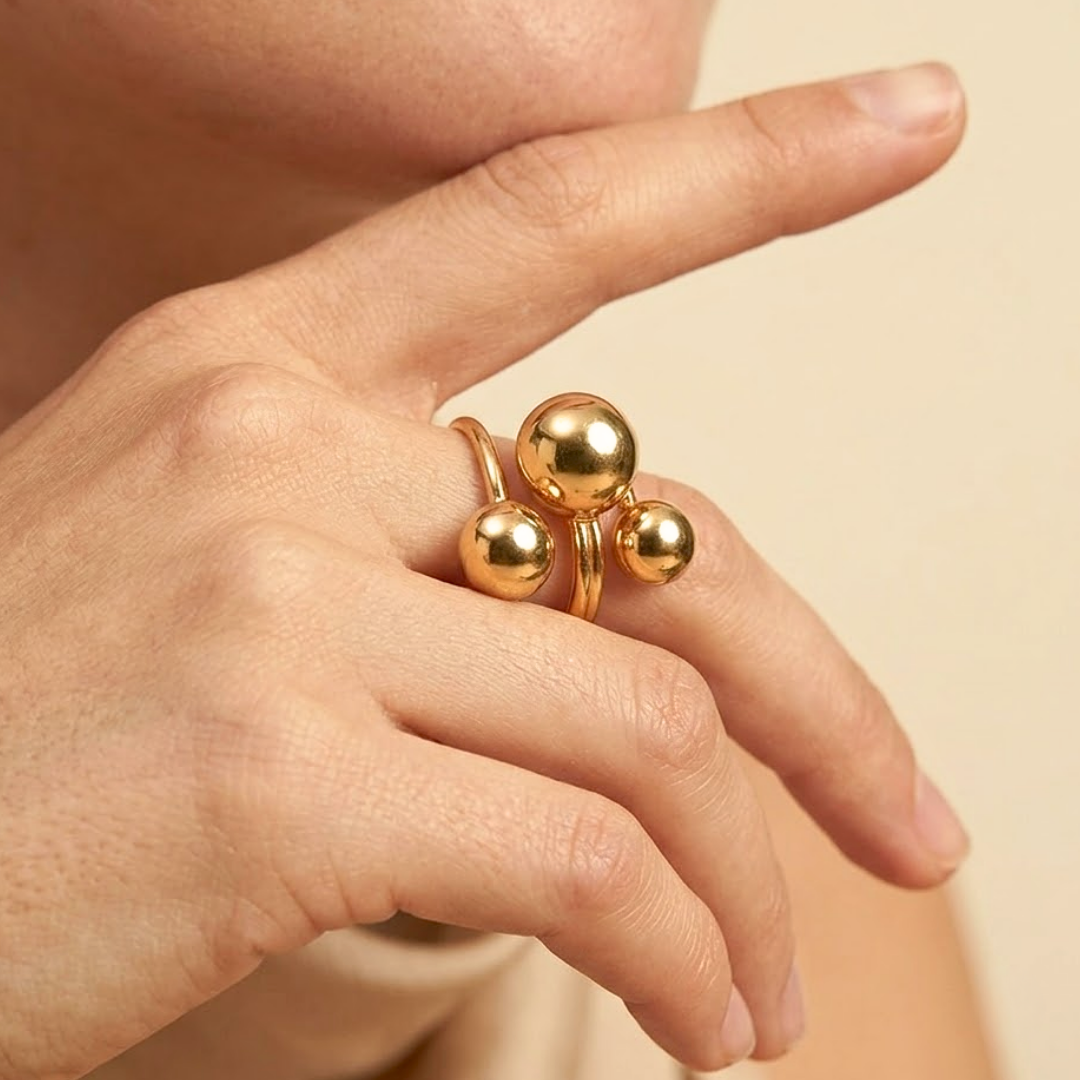 Lune | Triple Ball Adjustable Stainless Steel Ring