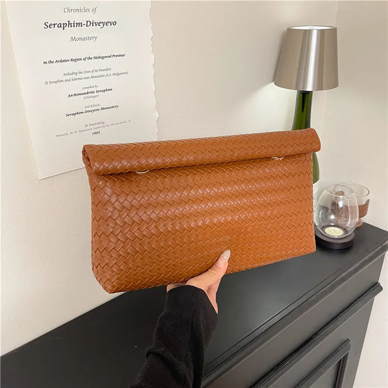 Clara | Braided Woven Envelope Clutch Bag