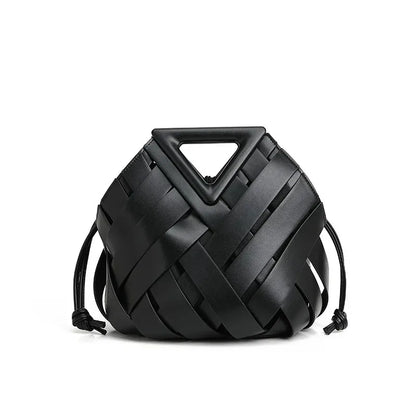 Lara | Vegan Leather Open Weave Triangle Handle Crossbody Bag