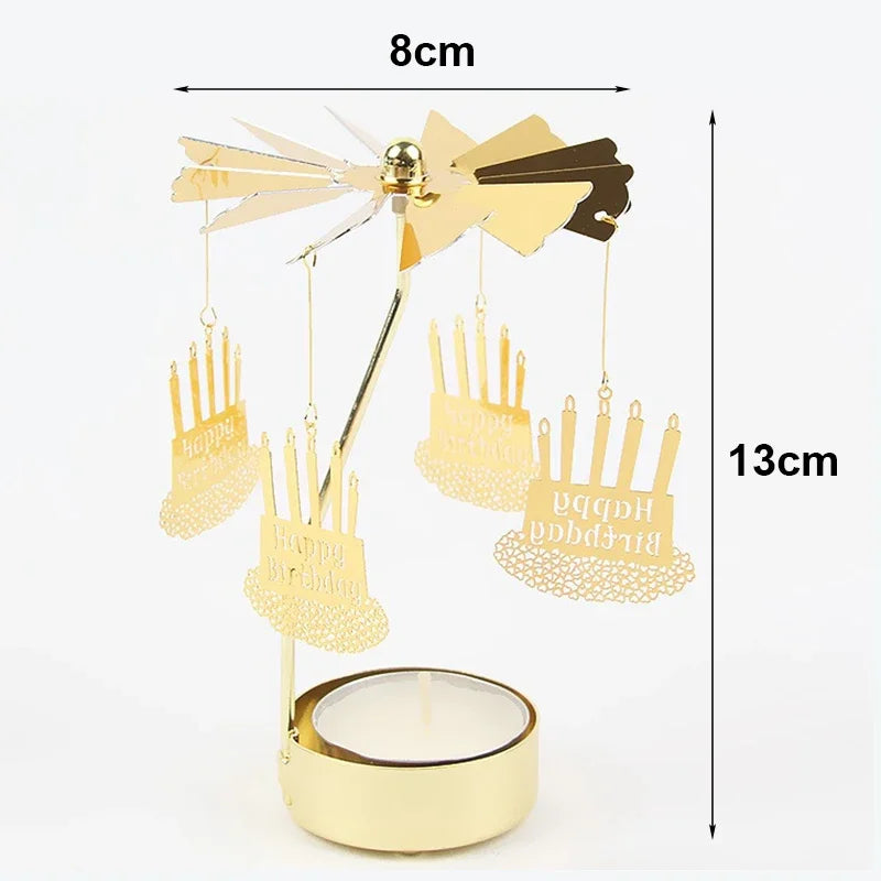 Eira | Spinning Gold Metal Rotating Tealight Candle Holder