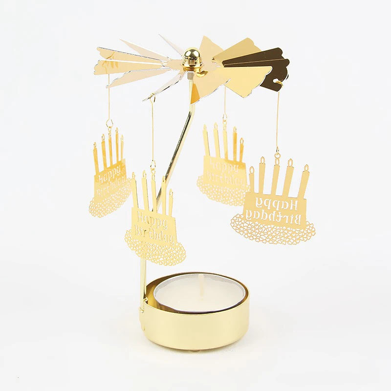Eira | Spinning Gold Metal Rotating Tealight Candle Holder