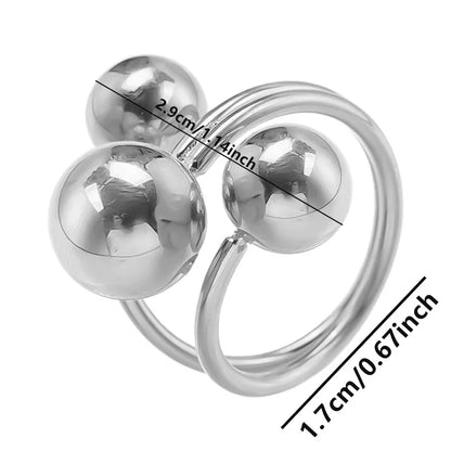 Lune | Triple Ball Adjustable Stainless Steel Ring