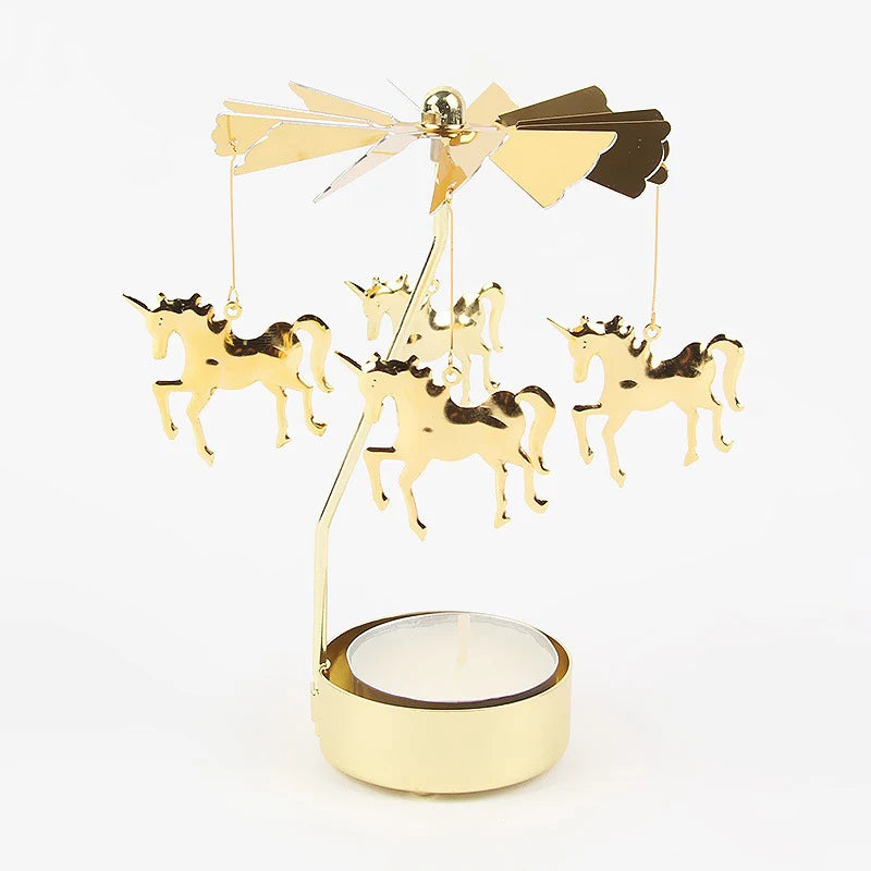 Eira | Spinning Gold Metal Rotating Tealight Candle Holder