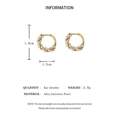 Tess | Beaded Pearl Huggie Hoop Earrings in Gold