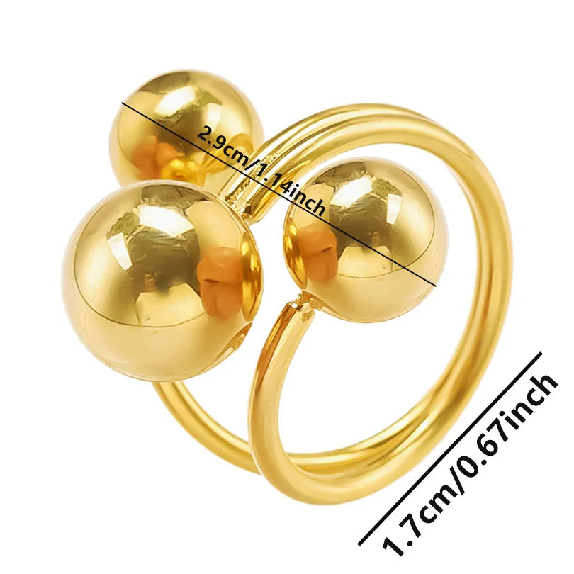 Lune | Triple Ball Adjustable Stainless Steel Ring