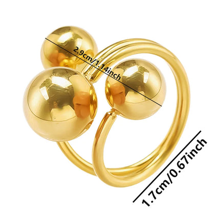 Lune | Triple Ball Adjustable Stainless Steel Ring