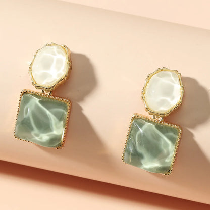 Willa | Marble Resin Square Drop Earrings