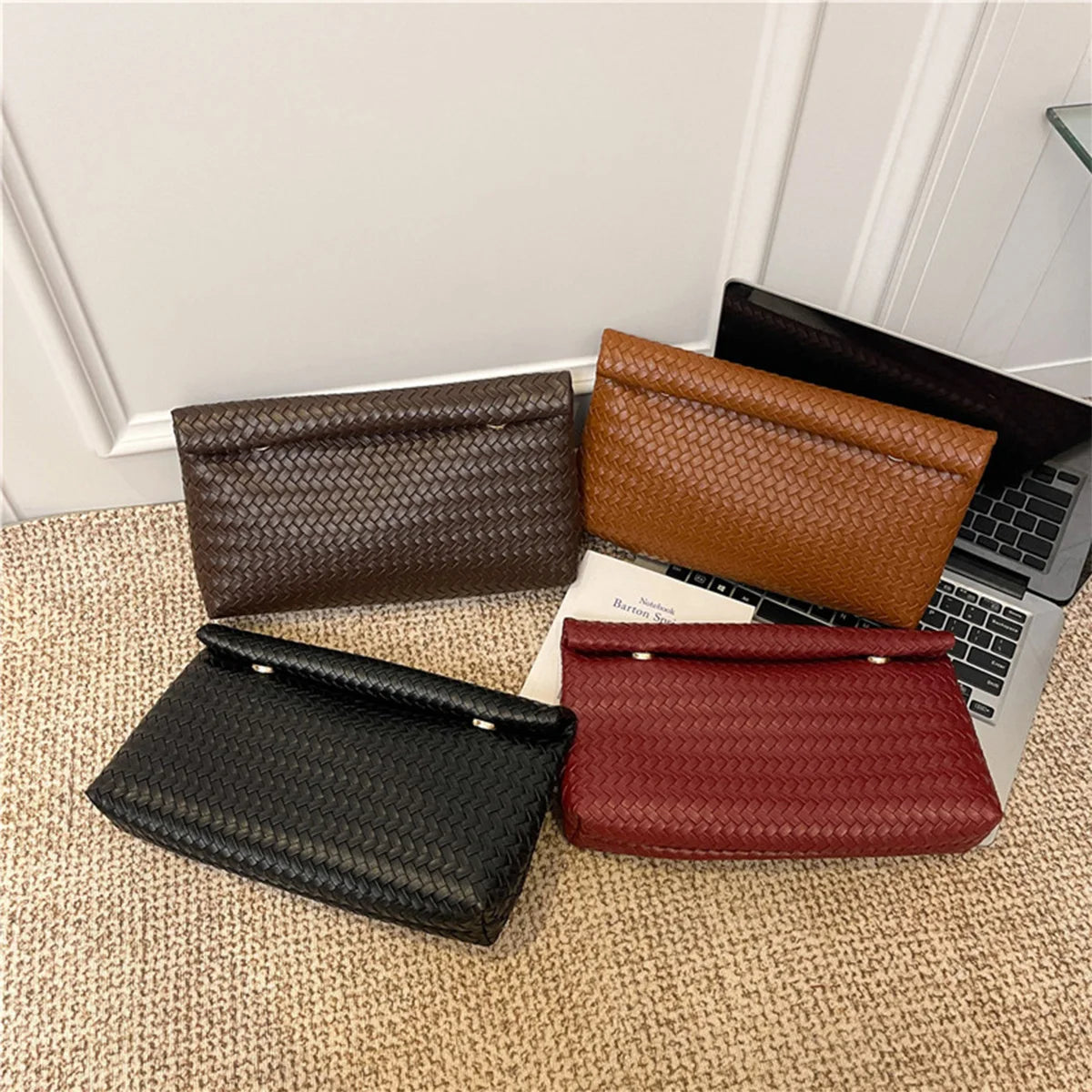 Clara | Braided Woven Envelope Clutch Bag