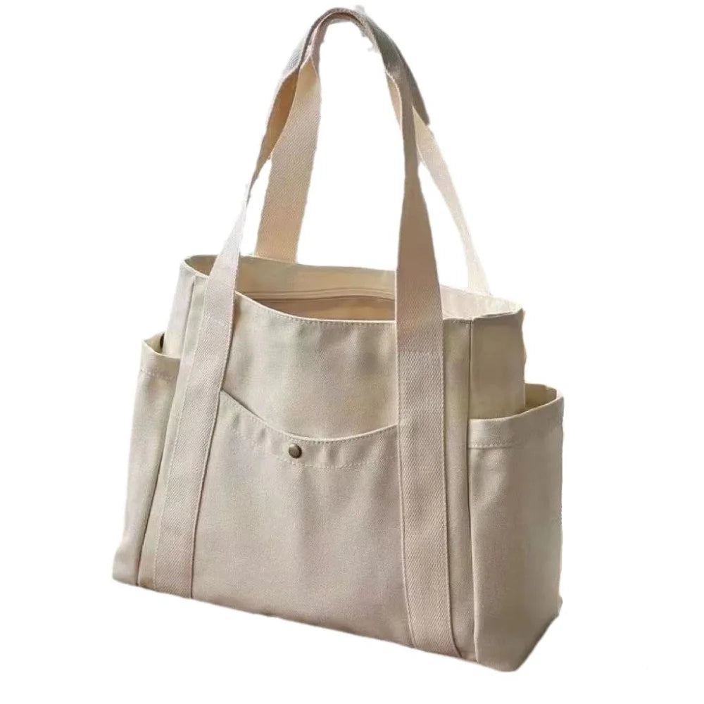 Cleo | Multi-Pocket Commuter Canvas Tote Bag