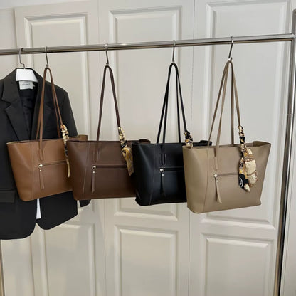 Vera | Scarf Detail Leather Tote Bag