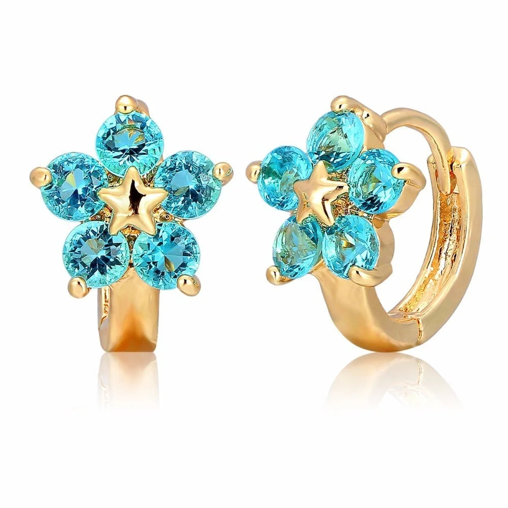Cami | Pink Flower Star Huggie Hoop Earrings