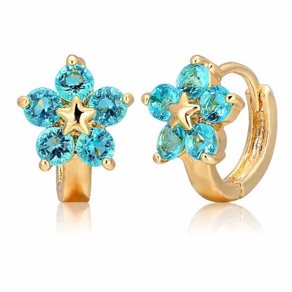 Cami | Pink Flower Star Huggie Hoop Earrings