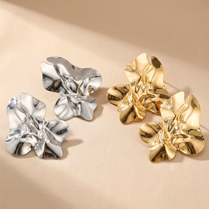 Ines | Sculptural Pleated Flower Stud Earrings