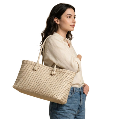 Isla | Open Top Woven Shoulder Tote Bag