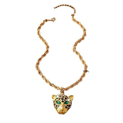 Zoe | Leopard Head Rope Chain Statement Necklace in Gold