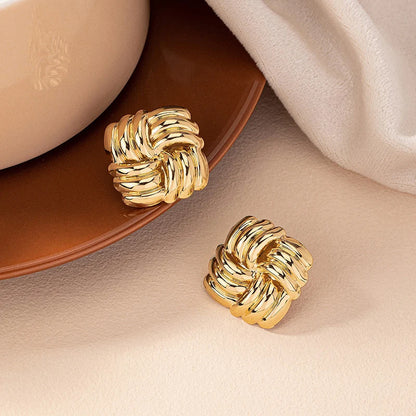 Roux | Woven Knot Square Stud Earrings in Gold