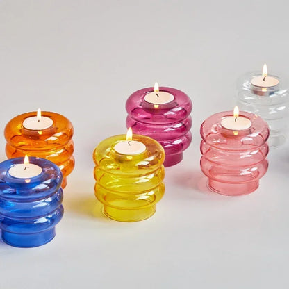 Opal | Ribbed Glass Tealight Candle Holder
