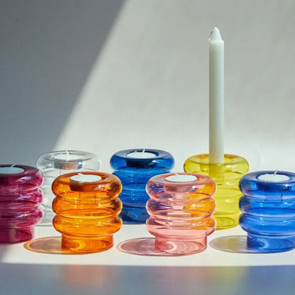 Opal | Ribbed Glass Tealight Candle Holder