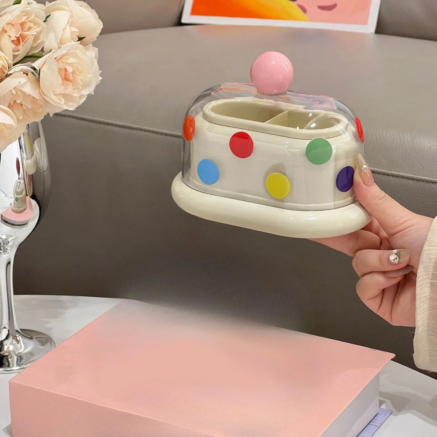 Pippa | Polka Dot Toothpick Cotton Swab Storage Box