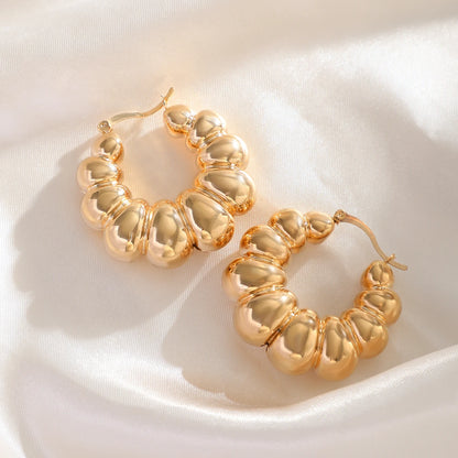 Harlow | Bubble Bead Chunky Hoop Earrings in Gold