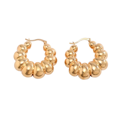 Harlow | Bubble Bead Chunky Hoop Earrings in Gold
