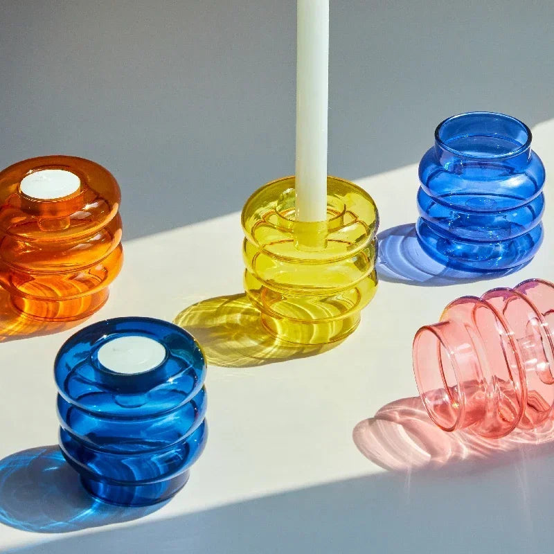 Opal | Ribbed Glass Tealight Candle Holder