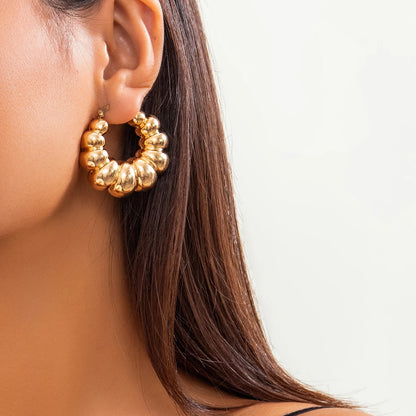 Harlow | Bubble Bead Chunky Hoop Earrings in Gold